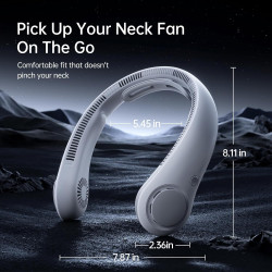 JISULIFE Ventilateur de cou portable amélioré, tour de cou personnel mains libres, réglage à 5 vitesses, 5000 mAh, portable, sil