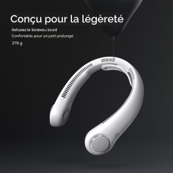 JISULIFE Ventilateur de cou portable amélioré, tour de cou personnel mains libres, réglage à 5 vitesses, 5000 mAh, portable, sil