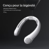 JISULIFE Ventilateur de cou portable amélioré, tour de cou personnel mains libres, réglage à 5 vitesses, 5000 mAh, portable, sil