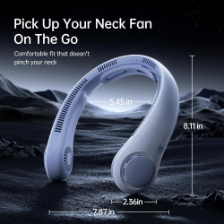 JISULIFE Ventilateur de cou portable amélioré, tour de cou personnel mains libres, réglage à 5 vitesses, 5000 mAh, portable, sil