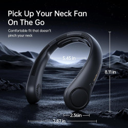 JISULIFE Ventilateur de cou portable amélioré, tour de cou personnel mains libres, réglage à 5 vitesses, 5000 mAh, portable, sil