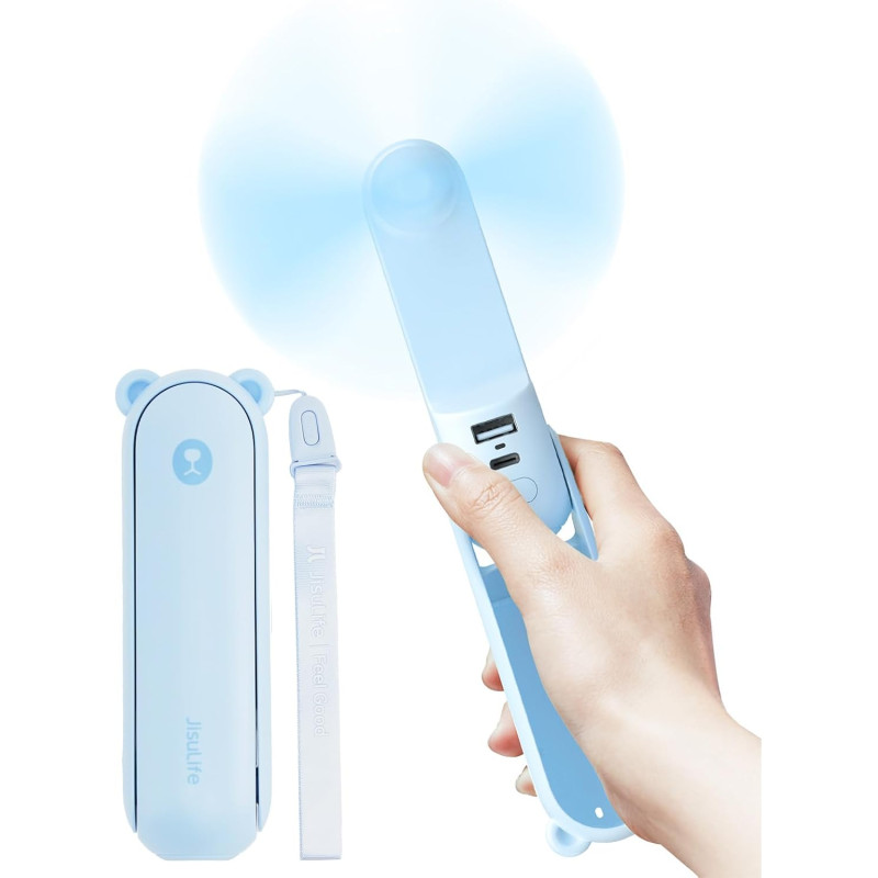 JISULIFE Ventilateur portatif avec batterie de secours 4500 mAh, autonomie maximale de 37 heures, ventilateur de poche portable 