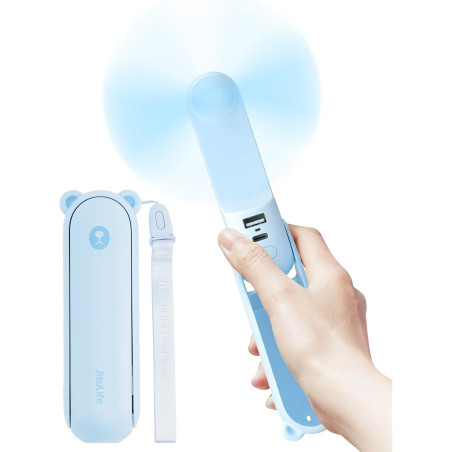 JISULIFE Ventilateur portatif avec batterie de secours 4500 mAh, autonomie maximale de 37 heures, ventilateur de poche portable 