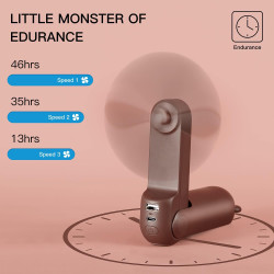 JISULIFE Ventilateur portatif avec batterie externe 4500 mAh, autonomie maximale de 46 heures, ventilateur de poche portable à p