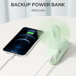 JISULIFE Ventilateur portable avec batterie externe 4500 mAh, autonomie maximale de 46 heures, ventilateur de poche portable à p