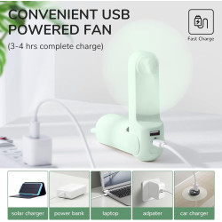JISULIFE Ventilateur portable avec batterie externe 4500 mAh, autonomie maximale de 46 heures, ventilateur de poche portable à p