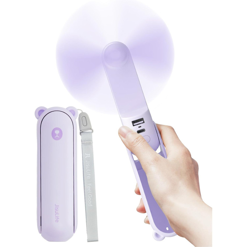 JISULIFE Ventilateur portatif avec batterie de secours 4500 mAh, autonomie maximale de 37 heures, ventilateur de poche portable 