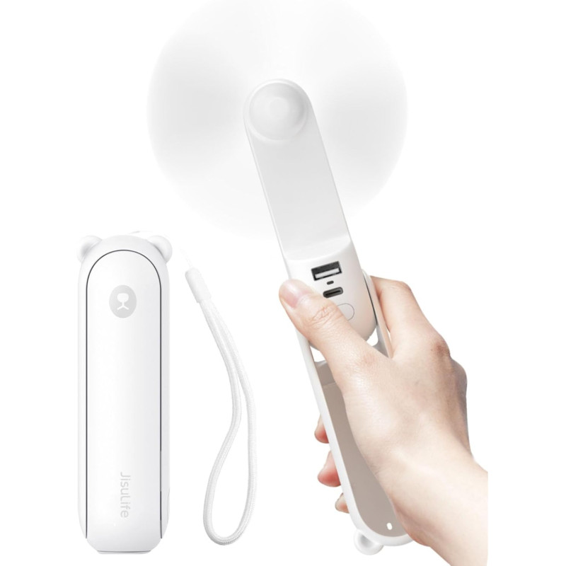 JISULIFE Ventilateur portatif avec batterie de secours 4500 mAh, autonomie maximale de 46 heures, ventilateur de poche portable 