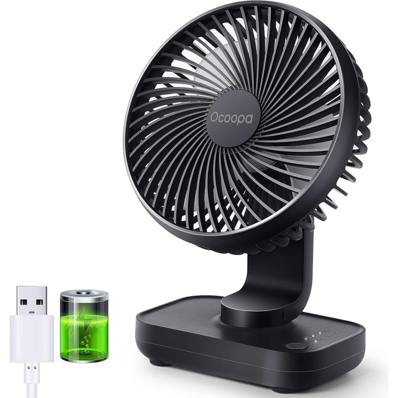 OCOOPA Ventilateur Rechargeable USB, 4000mAh Batterie Petit Silencieux Ventilateurs Bureau de Table Puissant, 4 Vitesses, Ventil