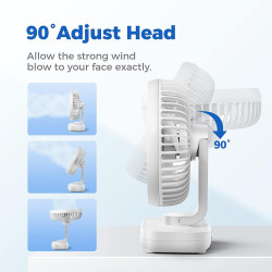 OCOOPA Ventilateur Rechargeable USB, 4000mAh Batterie Petit Silencieux Ventilateurs Bureau de Table Puissant, 4 Vitesses, Ventil