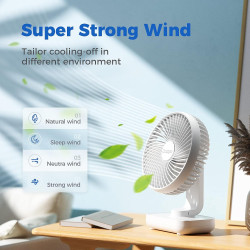 OCOOPA Ventilateur Rechargeable USB, 4000mAh Batterie Petit Silencieux Ventilateurs Bureau de Table Puissant, 4 Vitesses, Ventil