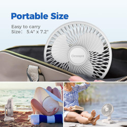 OCOOPA Ventilateur Rechargeable USB, 4000mAh Batterie Petit Silencieux Ventilateurs Bureau de Table Puissant, 4 Vitesses, Ventil