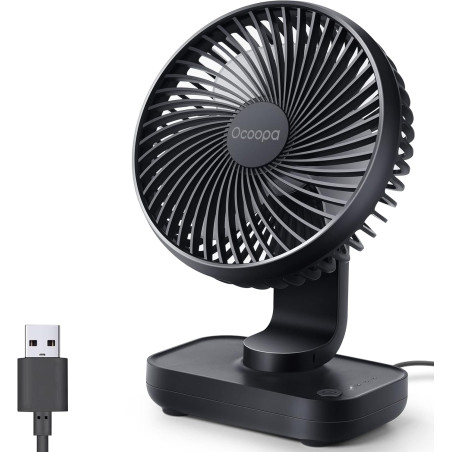 OCOOPA Ventilateur USB Silencieux, Ventilateur de Bureau Table Ultra Puissant, 4 Vitesses Réglable, Mini Petit Ventilateur Porta