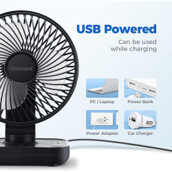 OCOOPA Ventilateur USB Silencieux, Ventilateur de Bureau Table Ultra Puissant, 4 Vitesses Réglable, Mini Petit Ventilateur Porta