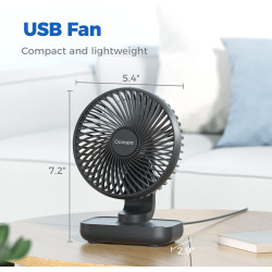 OCOOPA Ventilateur USB Silencieux, Ventilateur de Bureau Table Ultra Puissant, 4 Vitesses Réglable, Mini Petit Ventilateur Porta