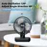 Ventilateur Automatique Oscillant, Ventilateur Bureau Silencieux Portable, 4500mAh Rchargeable Charge Rapide 2A, Puissant 4 Vite