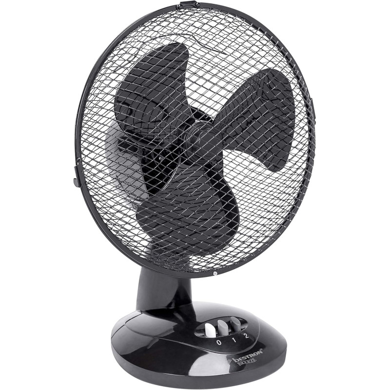 Bestron Ventilateur de table mobile Ø 27cm, Petit ventilateur avec 2 niveaux de vitesse & fonction oscillation 75°, Hauteur : 29