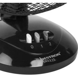 Bestron Ventilateur de table mobile Ø 27cm, Petit ventilateur avec 2 niveaux de vitesse & fonction oscillation 75°, Hauteur : 29