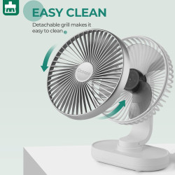 OCOOPA Ventilateur automatique oscillant silencieux 30 dB, 16,5 cm, batterie 4000 mAh et USB avec flux d'air puissant, 4 vitesse