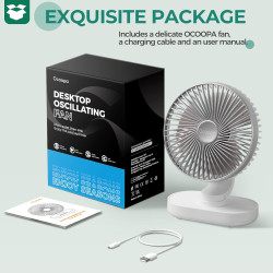 OCOOPA Ventilateur automatique oscillant silencieux 30 dB, 16,5 cm, batterie 4000 mAh et USB avec flux d'air puissant, 4 vitesse