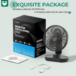 OCOOPA Ventilateur de table, ventilateur USB silencieux de voiture oscillant de 16 cm, 4 vitesses, système de refroidissement de