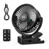 Minthouz Ventilateur portable USB rechargeable 12000 mAh avec clip et télécommande, 45H d'autonomie, silencieux, 3 vitesses, lum