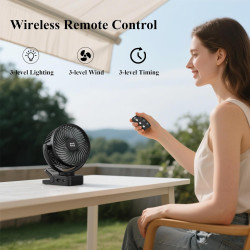 Minthouz Ventilateur portable USB rechargeable 12000 mAh avec clip et télécommande, 45H d'autonomie, silencieux, 3 vitesses, lum