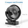 Minthouz Ventilateur portable USB rechargeable 12000 mAh avec clip et télécommande, 45H d'autonomie, silencieux, 3 vitesses, lum