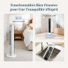 LEVOIT 20dB Ventilateur Colonne Silencieux, 7.9m/s DC Moteur, 26W, Oscillant 90° avec 12 Vitesses, Minuterie 12h, 4 Modes, Affic