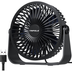 TriPole Ventilateur de Bureau USB à 3 Vitesses - Silencieux, Réglable à 360°, Portable pour Maison, Chambre, Voiture, Camping en