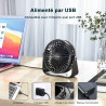 TriPole Ventilateur de Bureau USB à 3 Vitesses - Silencieux, Réglable à 360°, Portable pour Maison, Chambre, Voiture, Camping en
