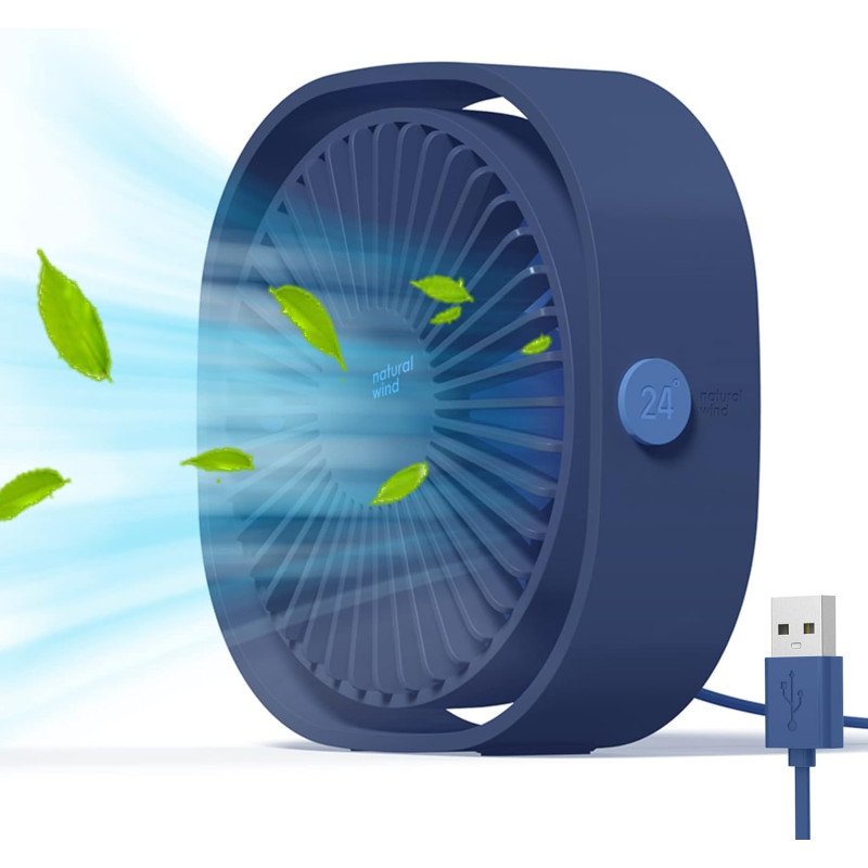 Simpeak Ventilateur USB Mini Ventilateur Portable Silencieux Ventilateur Bureau 3 Vitesses Réglable Alimenté par USB, pour le Ma