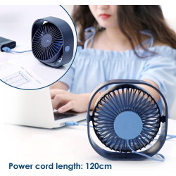 Simpeak Ventilateur USB Mini Ventilateur Portable Silencieux Ventilateur Bureau 3 Vitesses Réglable Alimenté par USB, pour le Ma