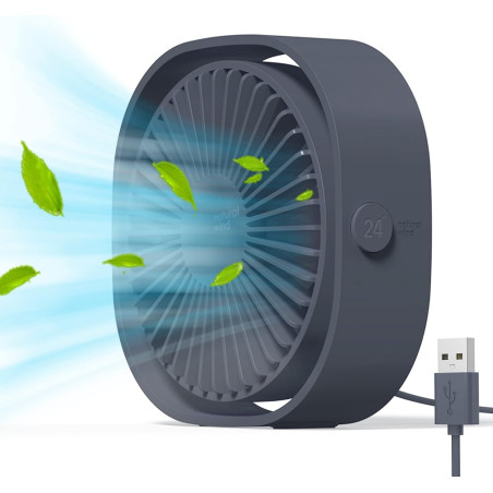 Simpeak Mini ventilateur de bureau USB silencieux et portable alimenté par USB uniquement (pas de batterie), 3 réglages de vites