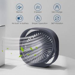 Simpeak Mini ventilateur de bureau USB silencieux et portable alimenté par USB uniquement (pas de batterie), 3 réglages de vites