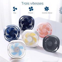 Simpeak Mini ventilateur de bureau USB silencieux et portable alimenté par USB uniquement (pas de batterie), 3 réglages de vites