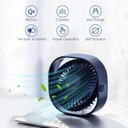Simpeak Mini ventilateur de bureau USB silencieux et portable alimenté par USB uniquement (sans batterie), 3 réglages de vitesse