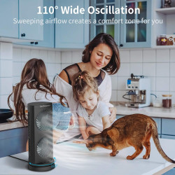 DR.PREPARE Ventilateur Colonne Ventilateur Tour de Table 30cm Oscillation 110° Silencieux 16W Ventilateur Sur Pied pour Chambre 