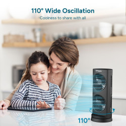 DR.PREPARE Ventilateur Colonne Ventilateur Tour de Table 30cm Oscillation 110°, 3 Minuteries, Silencieux Ventilateur pour Chambr