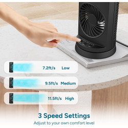 DR.PREPARE Ventilateur Colonne Ventilateur Tour de Table 30cm Oscillation 110°, 3 Minuteries, Silencieux Ventilateur pour Chambr