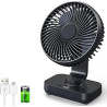 Ventilateur de table USB avec oscillation automatique, batterie 4500 mAh rechargeable, silencieux, 4 vitesses, écran numérique, 