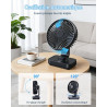 Ventilateur de table USB avec oscillation automatique, batterie 4500 mAh rechargeable, silencieux, 4 vitesses, écran numérique, 