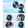 Ventilateur de table USB avec oscillation automatique, batterie 4500 mAh rechargeable, silencieux, 4 vitesses, écran numérique, 
