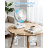Ventilateur de table USB avec oscillation automatique, batterie 4500 mAh rechargeable, silencieux, 4 vitesses, écran numérique, 