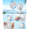 Ventilateur de table USB avec oscillation automatique, batterie 4500 mAh rechargeable, silencieux, 4 vitesses, écran numérique, 