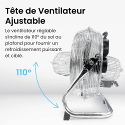 Pro Breeze Ventilateur de Sol 30,5 cm – 50W, 3 Vitesses, Tête Inclinable, Pales Inox, Brasseur d'Air Puissant pour Chambre, Salo