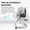 Pro Breeze Ventilateur de Sol 30,5 cm – 50W, 3 Vitesses, Tête Inclinable, Pales Inox, Brasseur d'Air Puissant pour Chambre, Salo