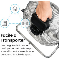 Pro Breeze Ventilateur de Sol 30,5 cm – 50W, 3 Vitesses, Tête Inclinable, Pales Inox, Brasseur d'Air Puissant pour Chambre, Salo