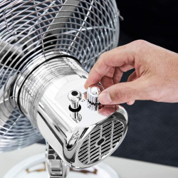 Cecotec Ventilateur de bureau EnergySilence 620 RetroDesk. 40 W, finition chromée, 12" de diamètre avec 4 pales, 3 vitesses, osc