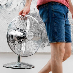 Cecotec Ventilateur de bureau EnergySilence 620 RetroDesk. 40 W, finition chromée, 12" de diamètre avec 4 pales, 3 vitesses, osc